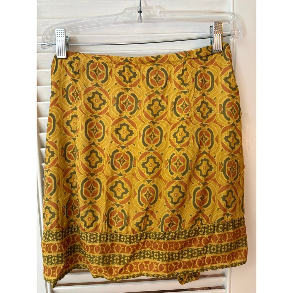 Free People Imogen Sarong Boho Viscose hippie Turmeric Orange Wrap Mini Skirt 4 - Picture 6 of 10
